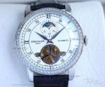 AAA Replica Patek Philippe Calatrava Moonphase Tourbillon 42 MM Steel Diamond Case Leather Watch